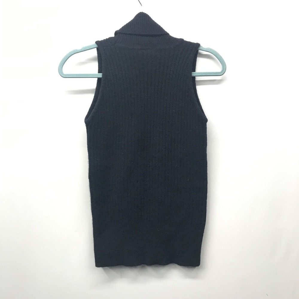 Pierre Cardin Top Lambswool Angora Women's M Black Sleeveless Turtleneck - Picture 4 of 4